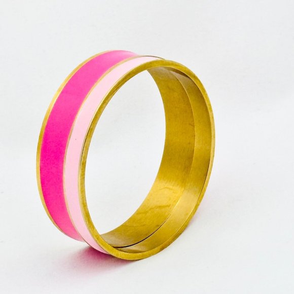 Two Susan Graver Enameled Bracelets - Light and Dark Pink - Picture 5 of 9